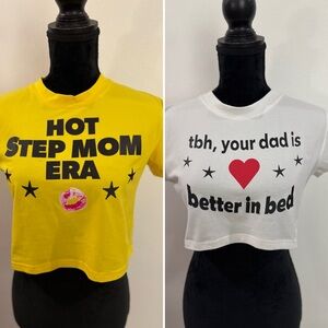 Two NWT Graphic Crop Tops